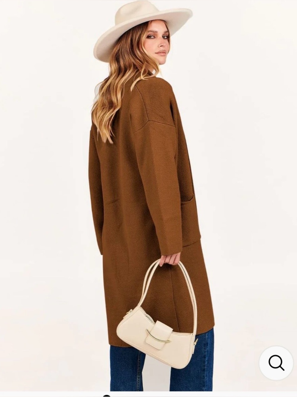 ANRABESS Women's Size XL Oversized Long Open Front Cardigan Caramel Casual NWT - Picture 2 of 13
